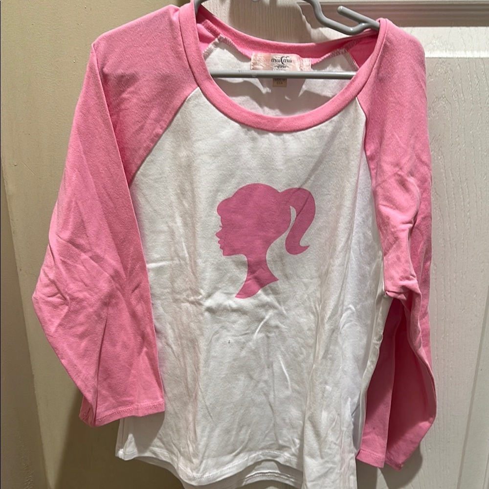 Pink and White Kids Raglan Shirt